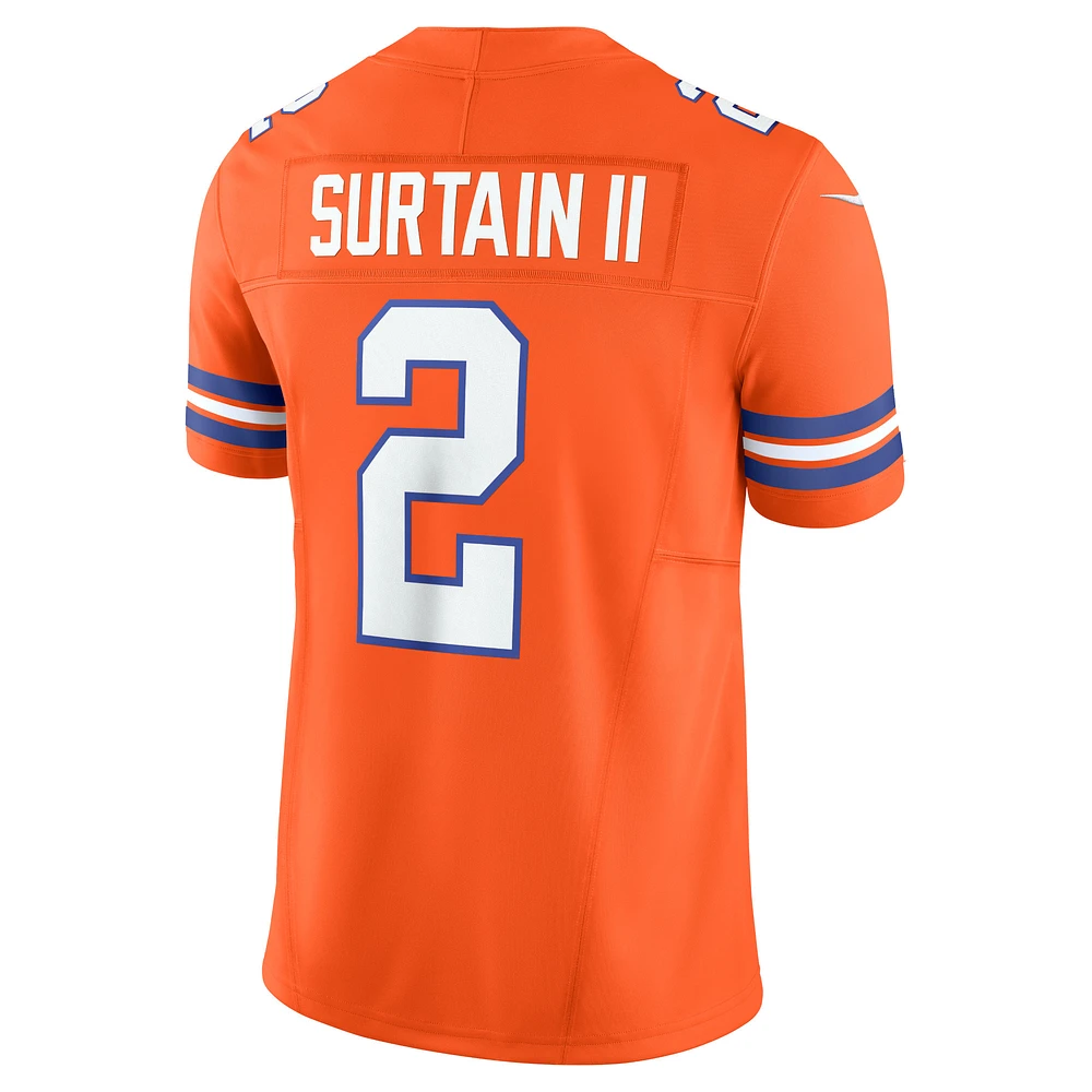 Men's Nike Patrick Surtain II Orange Denver Broncos Alternate Mile High Collection 1977 Throwback Vapor F.U.S.E. Limited Jersey