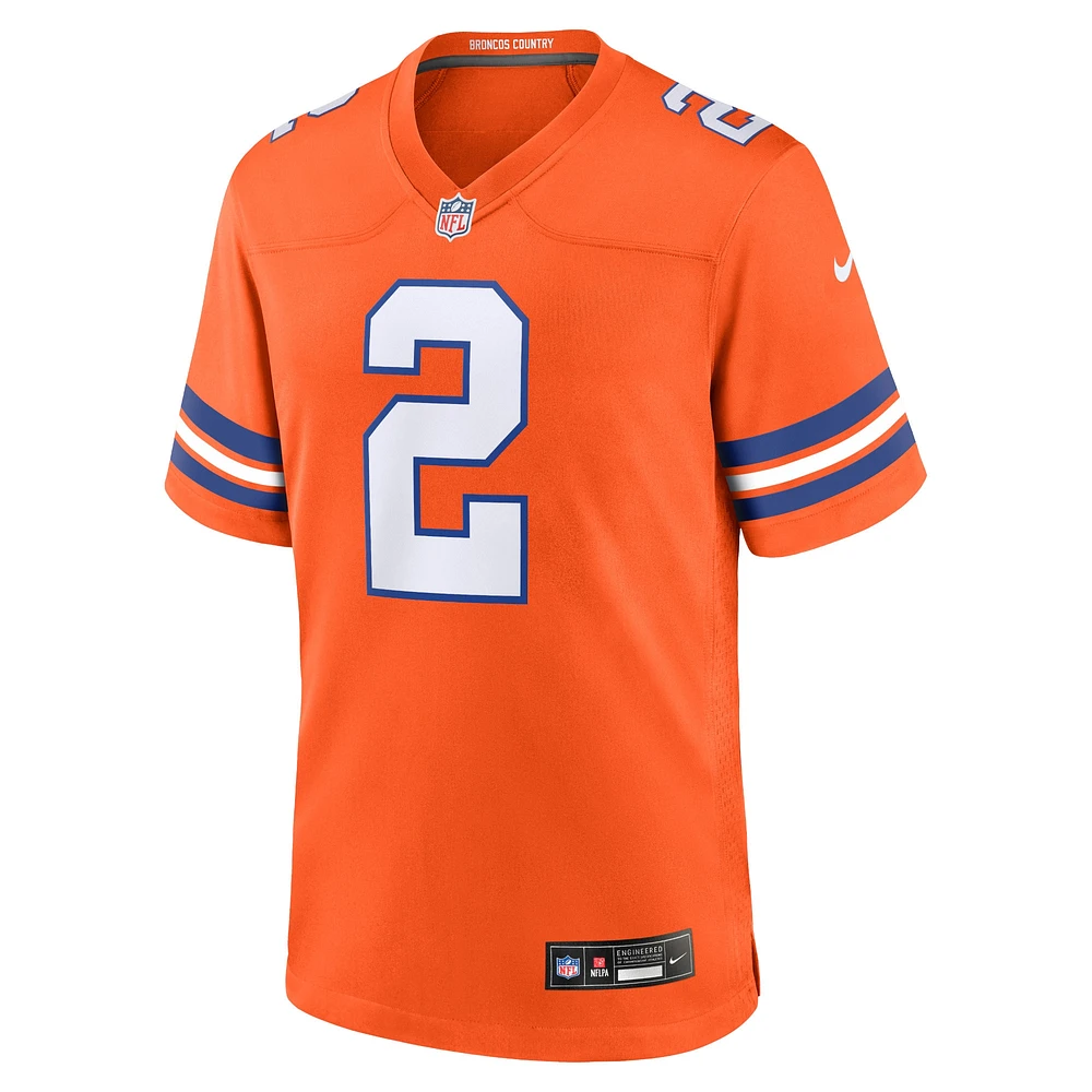 Men's Nike Patrick Surtain II Orange Denver Broncos Mile High Collection 1977 Throwback Player Game Jersey