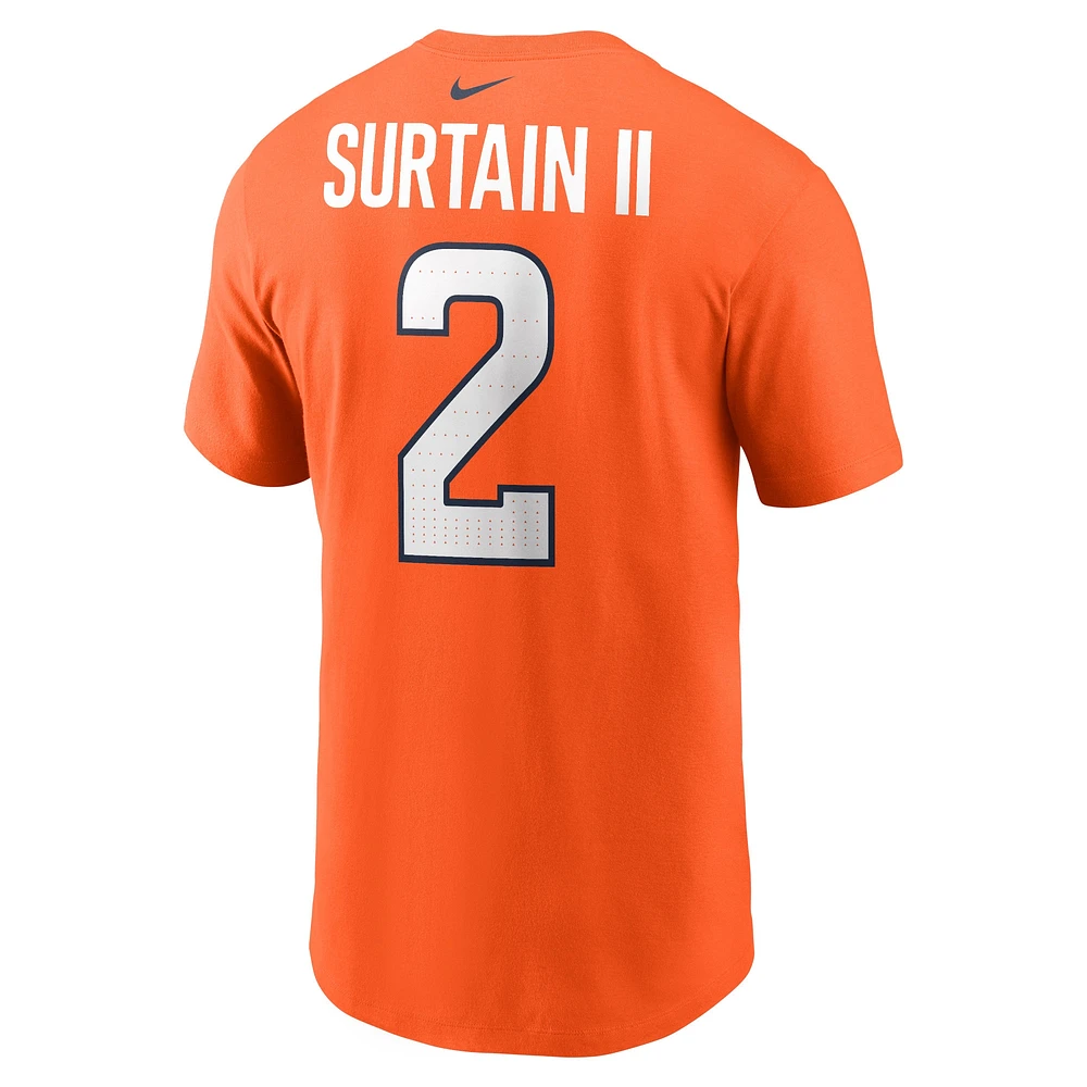 Men's Nike Patrick Surtain II Orange Denver Broncos Name & Number T-Shirt