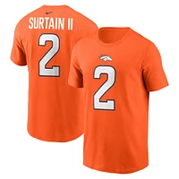 T-shirt Nike Patrick Surtain II pour homme, orange, nom et numéro des Denver Broncos