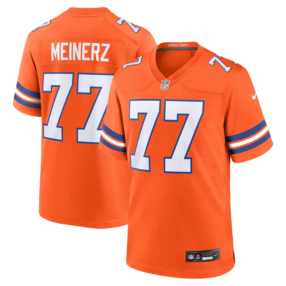 Maillot de jeu rétro Nike Quinn Meinerz Orange Denver Broncos Mile High Collection 1977 pour homme