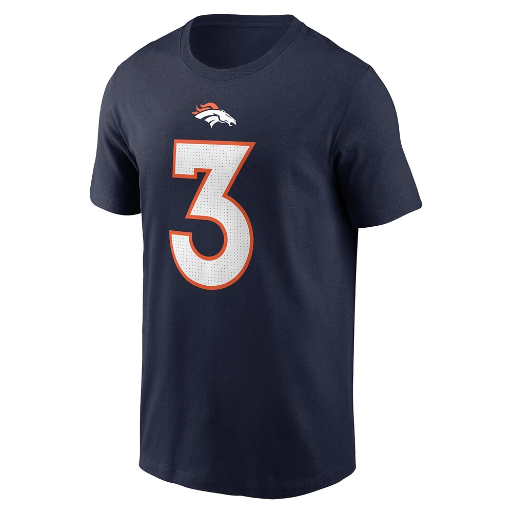 T-shirt Nike Russell Wilson pour homme, bleu marine, nom et numéro du joueur des Denver Broncos