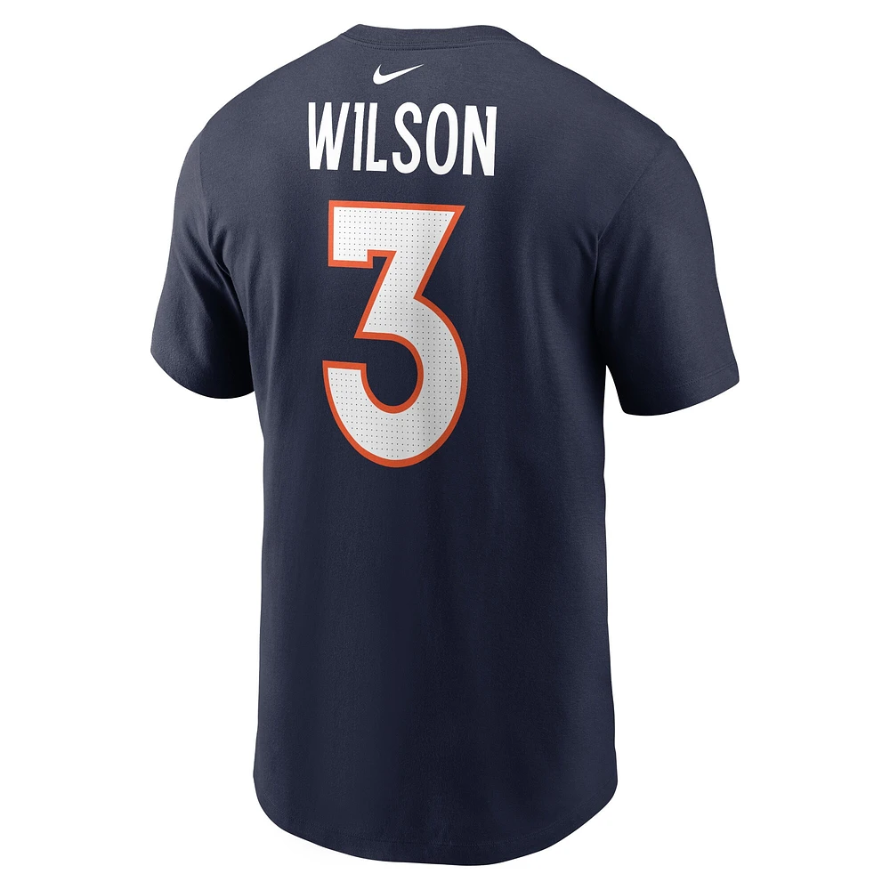 T-shirt Nike Russell Wilson pour homme, bleu marine, nom et numéro du joueur des Denver Broncos