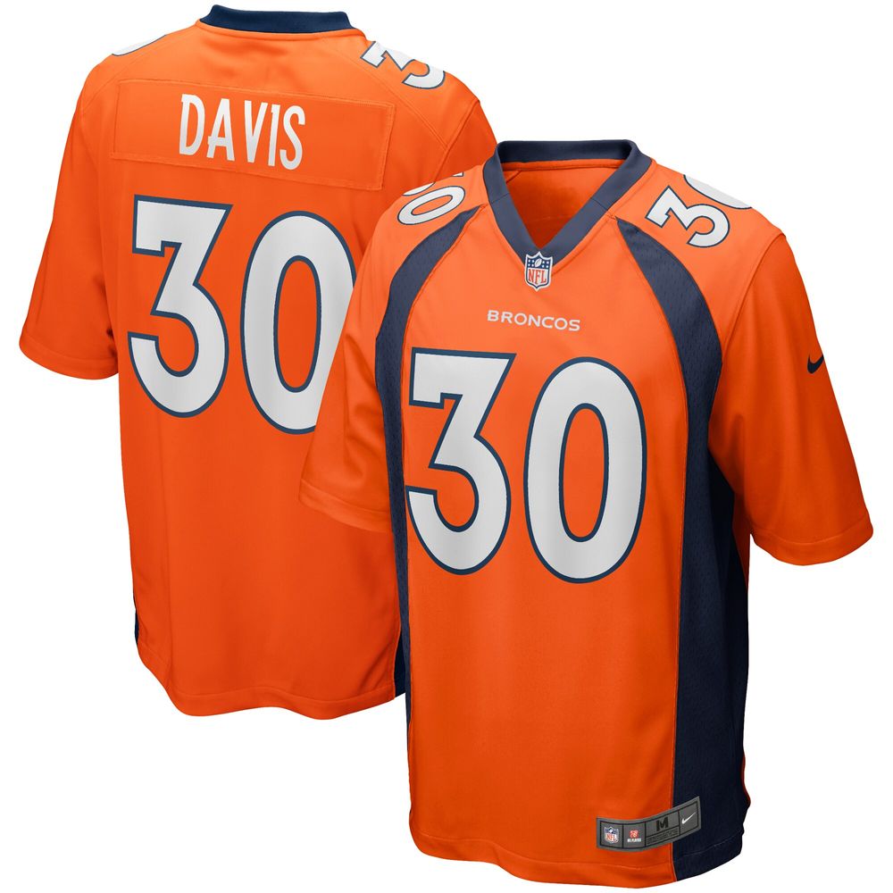 Men's Nike Terrell Davis Orange Denver Broncos Game Retired Player Jersey