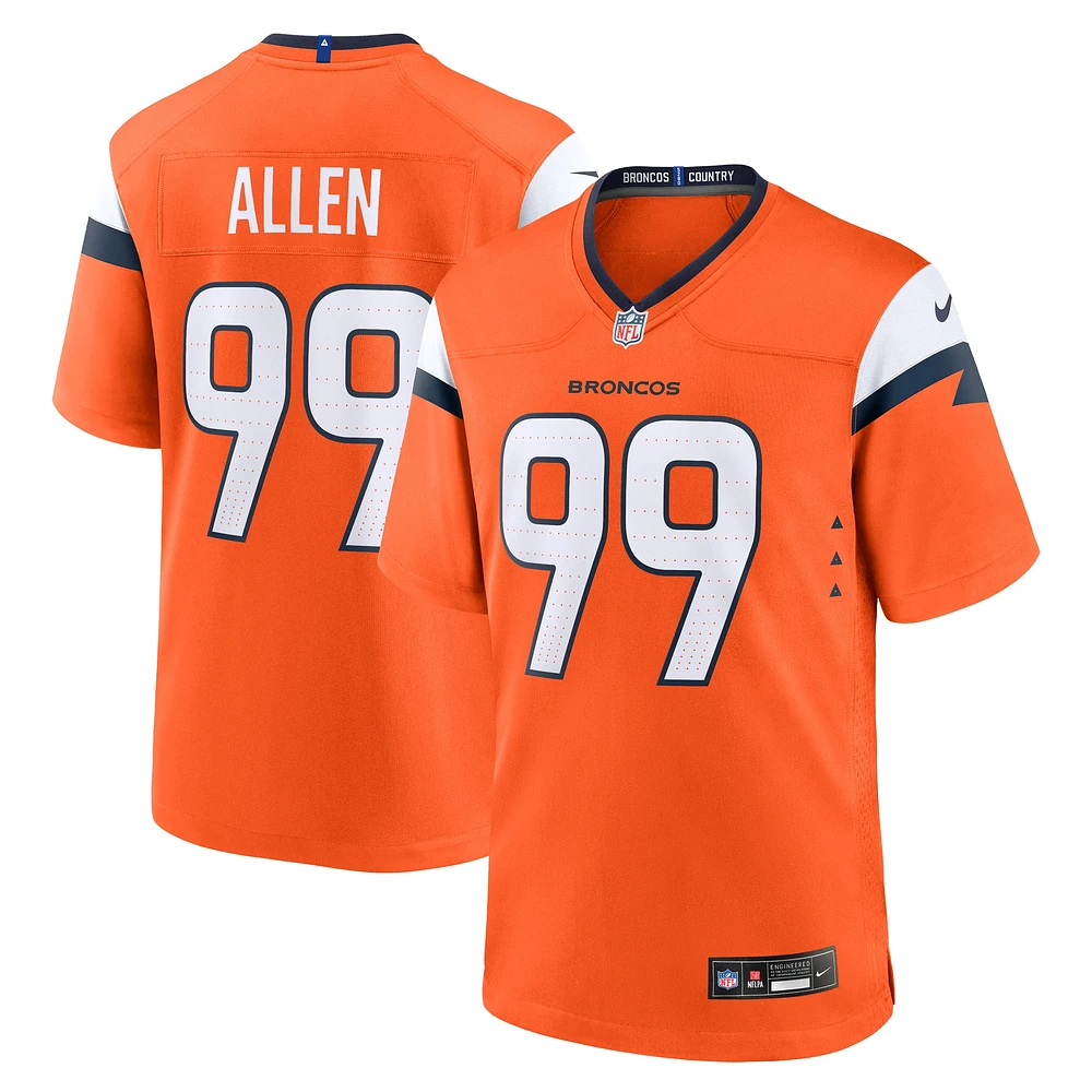 Maillot de match Nike Zach Allen Orange Denver Broncos pour homme