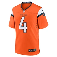 Men's Nike Zach Wilson  Orange Denver Broncos Team Game Jersey