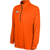 Haut orange à quart de zip raglan authentique des Denver Broncos Combine pour hommes