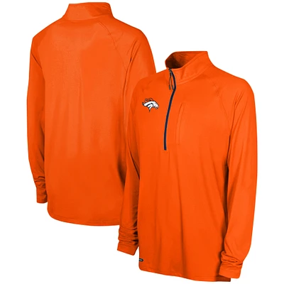 Haut orange à quart de zip raglan authentique des Denver Broncos Combine pour hommes