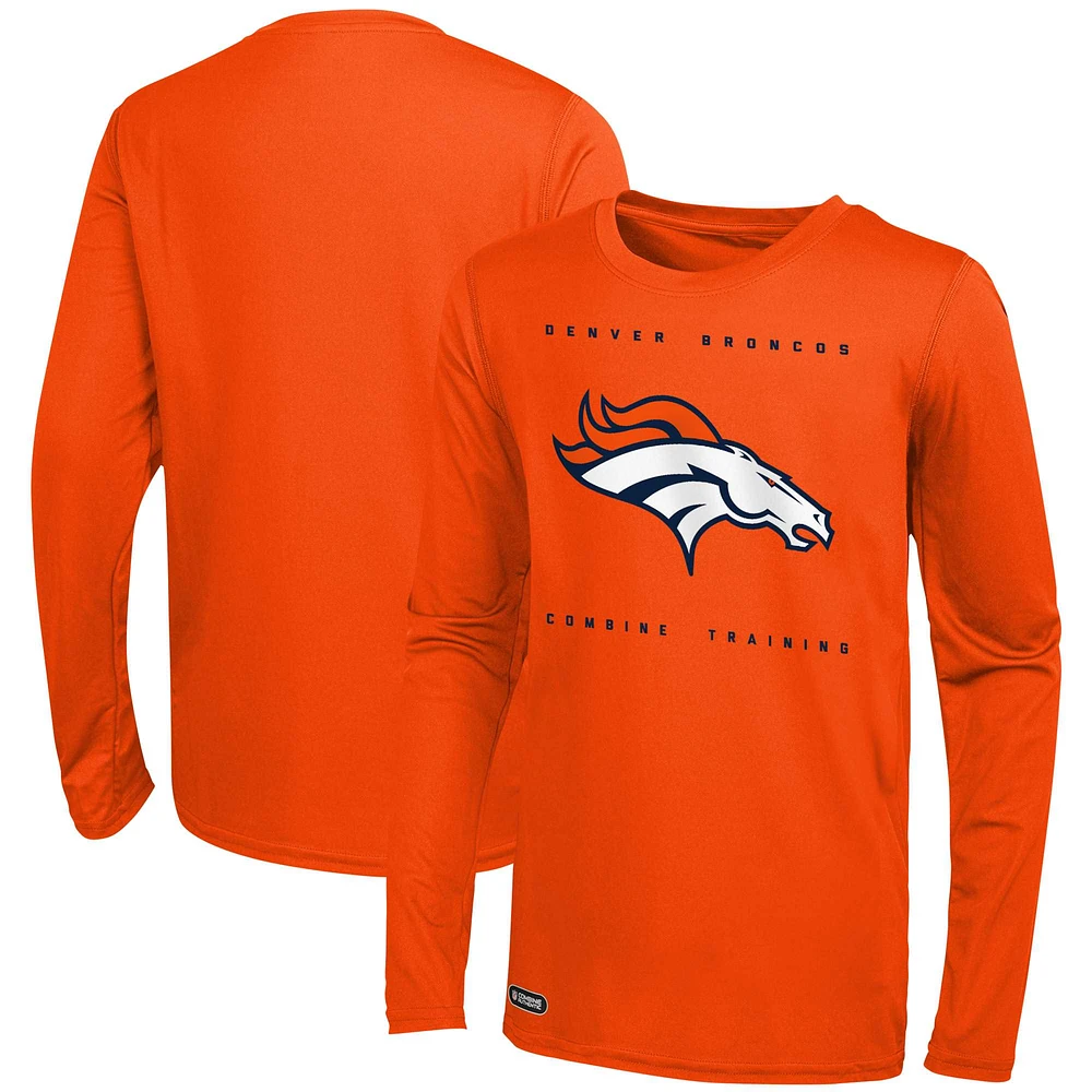 T-shirt orange à manches longues pour hommes des Denver Broncos Side Drill