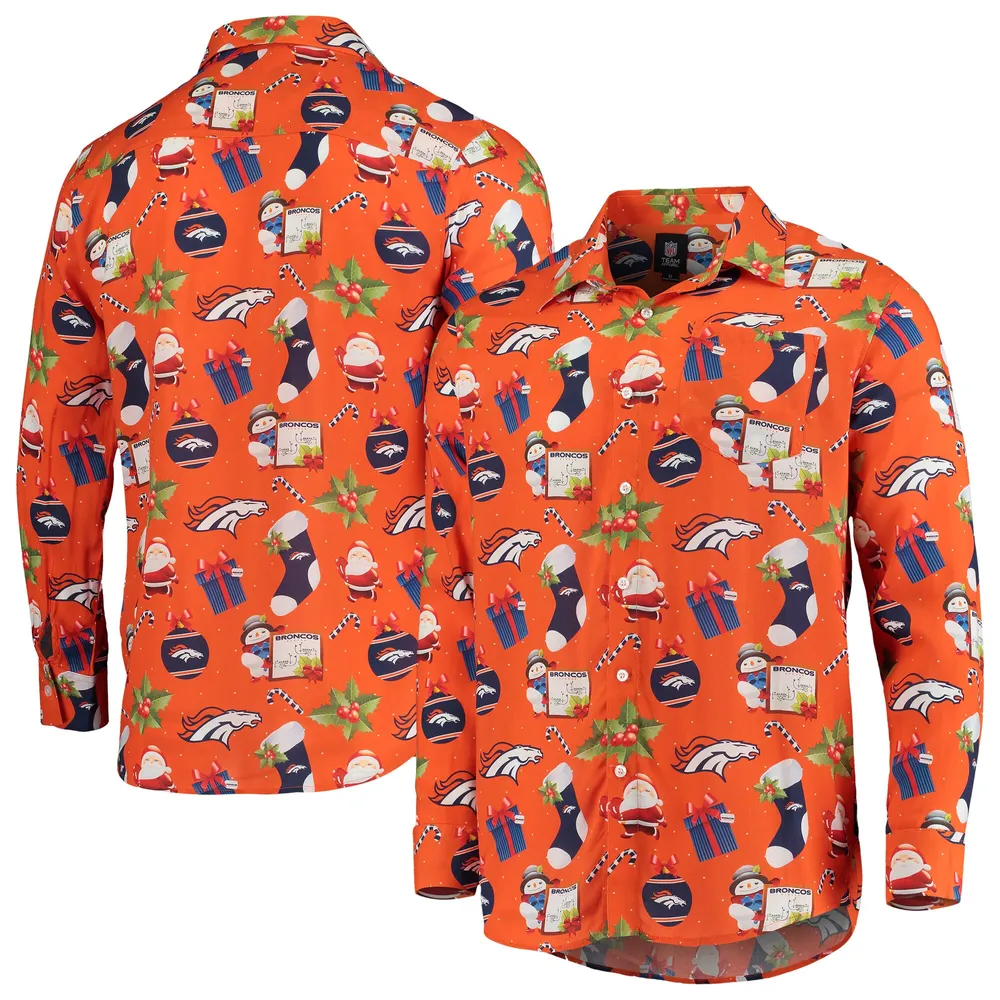 FOCO Denver Broncos NFL Mens Hawaiian Button Up Shirt - S