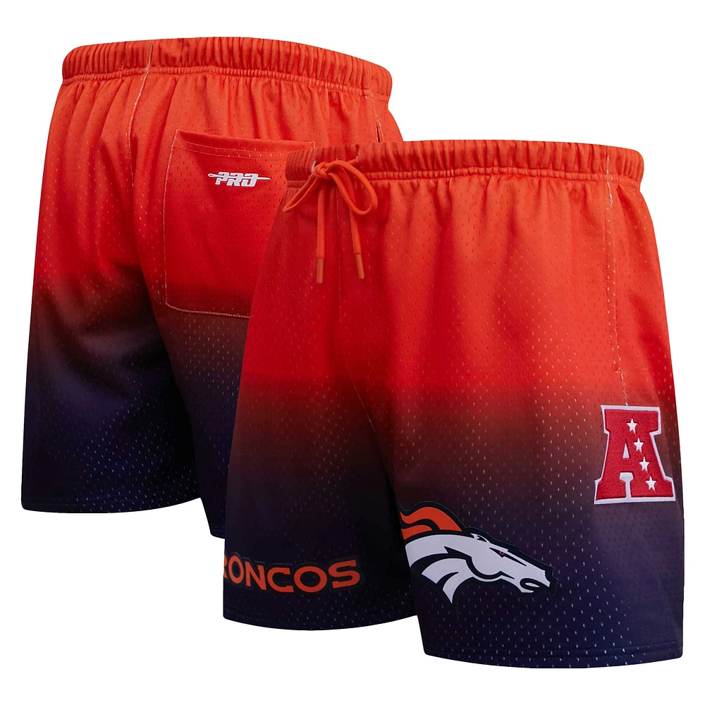 Short en maille ombrée Pro Standard des Denver Broncos pour homme bleu marine/orange