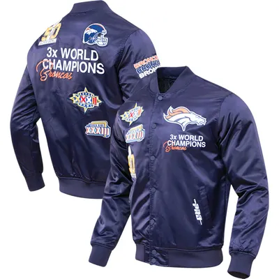 Denver Broncos Pro Standard Championship Satin Full-Snap Varsity Jacket - Navy