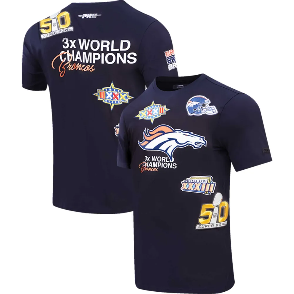 T-shirt de championnat des Denver Broncos Pro Standard pour hommes, bleu marine