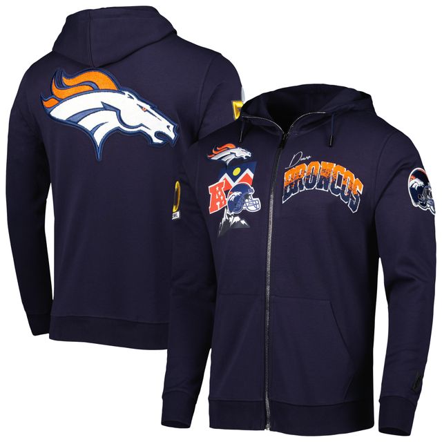 Sweat à capuche entièrement zippé Pro Standard pour hommes, bleu marine, Denver Broncos Hometown