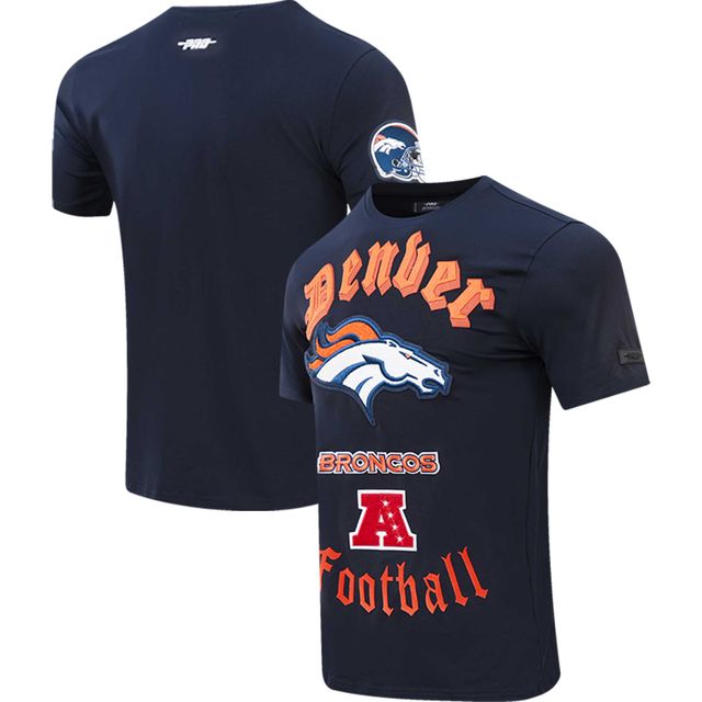 T-shirt Pro Standard pour homme bleu marine Denver Broncos Old English