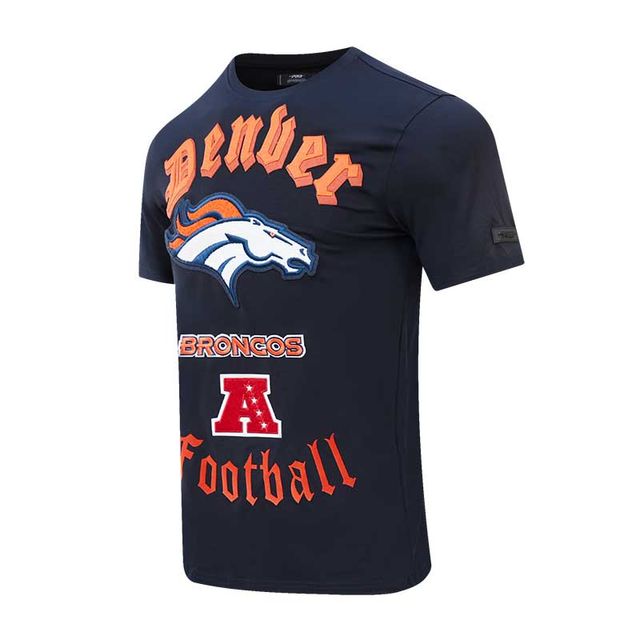 T-shirt Pro Standard pour homme bleu marine Denver Broncos Old English