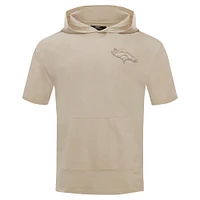 Men's Pro Standard Tan Denver Broncos Neutrals Capsule Short Sleeve Pullover Hoodie