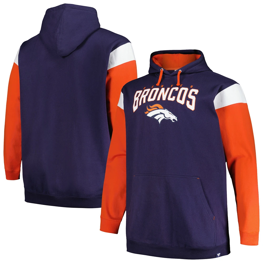 Men's Profile Navy Denver Broncos Big & Tall Trench Battle Pullover Hoodie