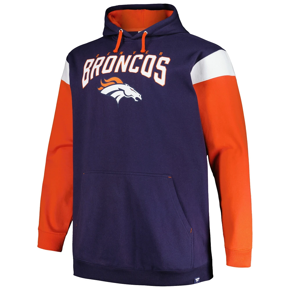 Sweat à capuche Profile Denver Broncos Big & Tall Trench Battle pour homme, bleu marine