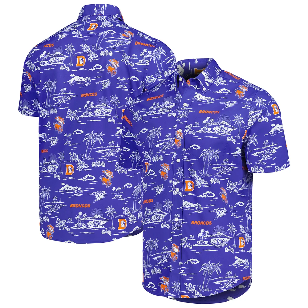 Men's Reyn Spooner Royal Denver Broncos Throwback Kekai Print Button-Up Shirt