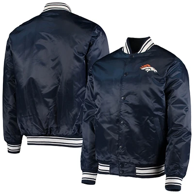 Denver Broncos Starter Locker Room Satin Varsity Full-Snap Jacket - Navy