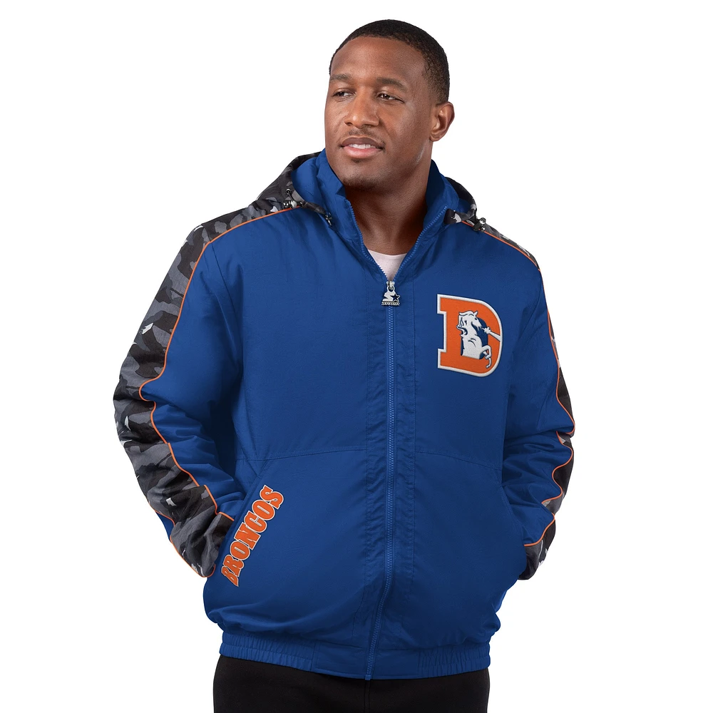 Men's Starter Navy Denver Broncos Thursday Night Gridiron Full-Zip Hoodie Jacket