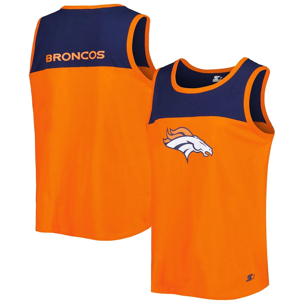 Débardeur mode pour homme Starter orange/bleu marine Denver Broncos Logo Touchdown