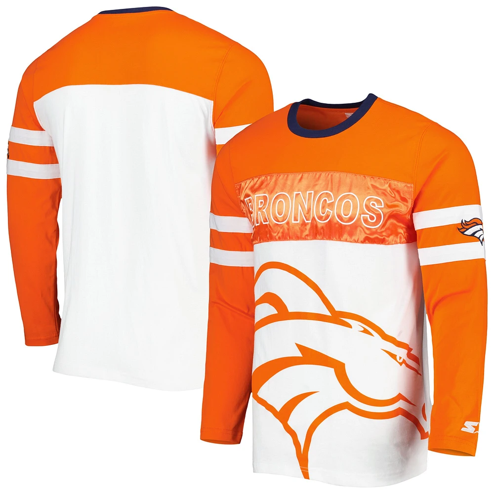 T-shirt à manches longues Starter orange/blanc Denver Broncos pour homme