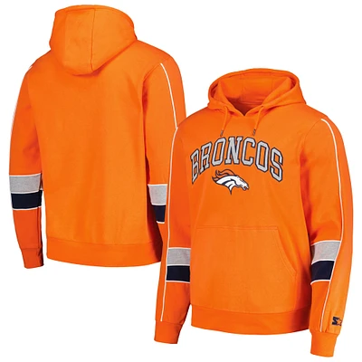 Men's Starter Orange Denver Broncos Captain Pullover Hoodie