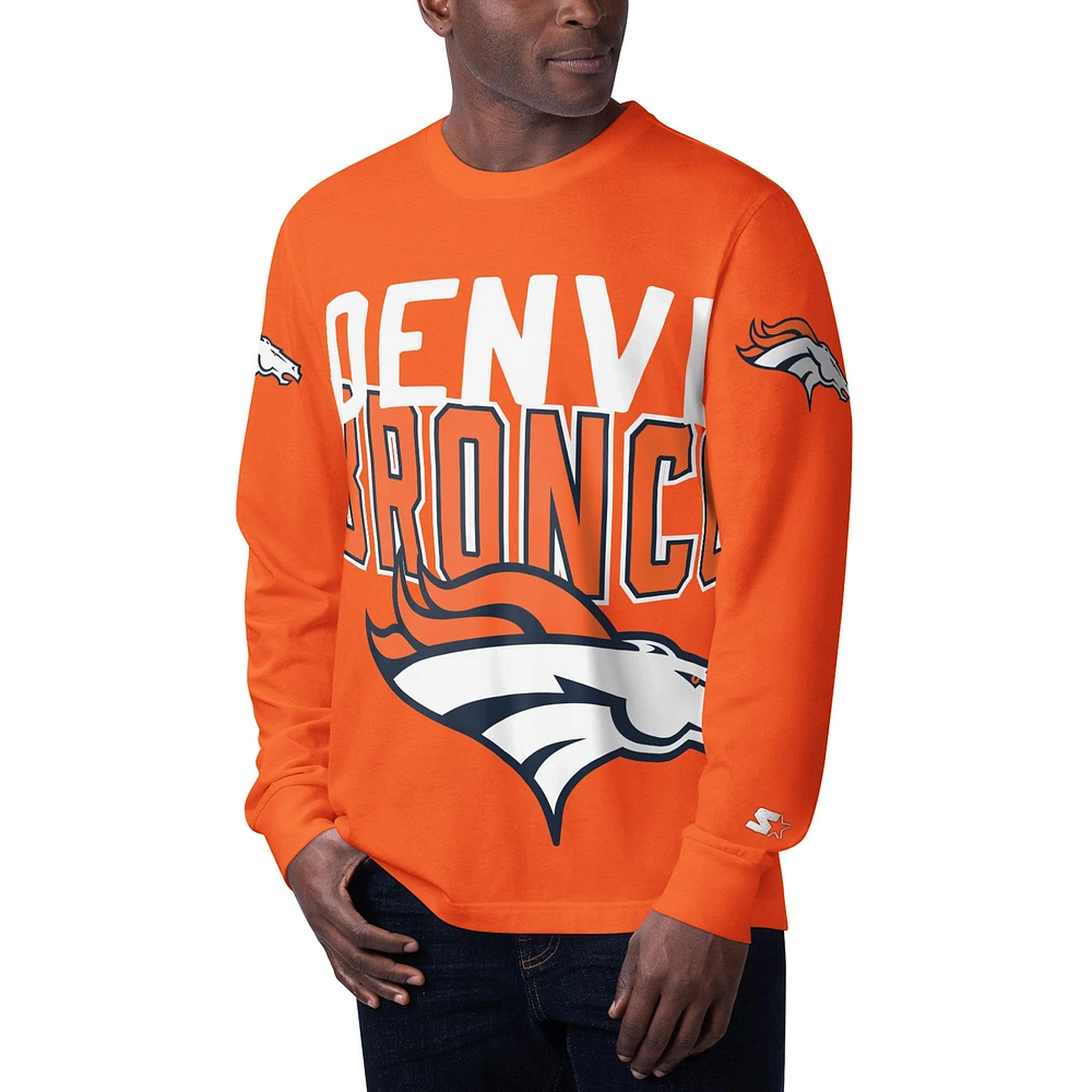 T-shirt à manches longues pour homme Starter Orange Denver Broncos Clutch Hit