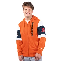 Sweat à capuche zippé orange Denver Broncos Extreme pour homme