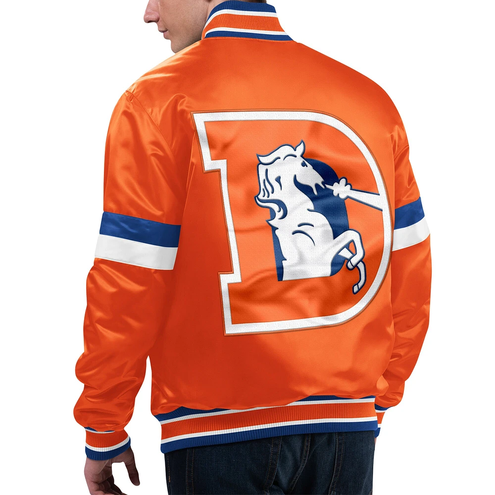 Men's Starter Orange Denver Broncos Gridiron Classics Home Game Satin Full-Snap Varsity Jacket