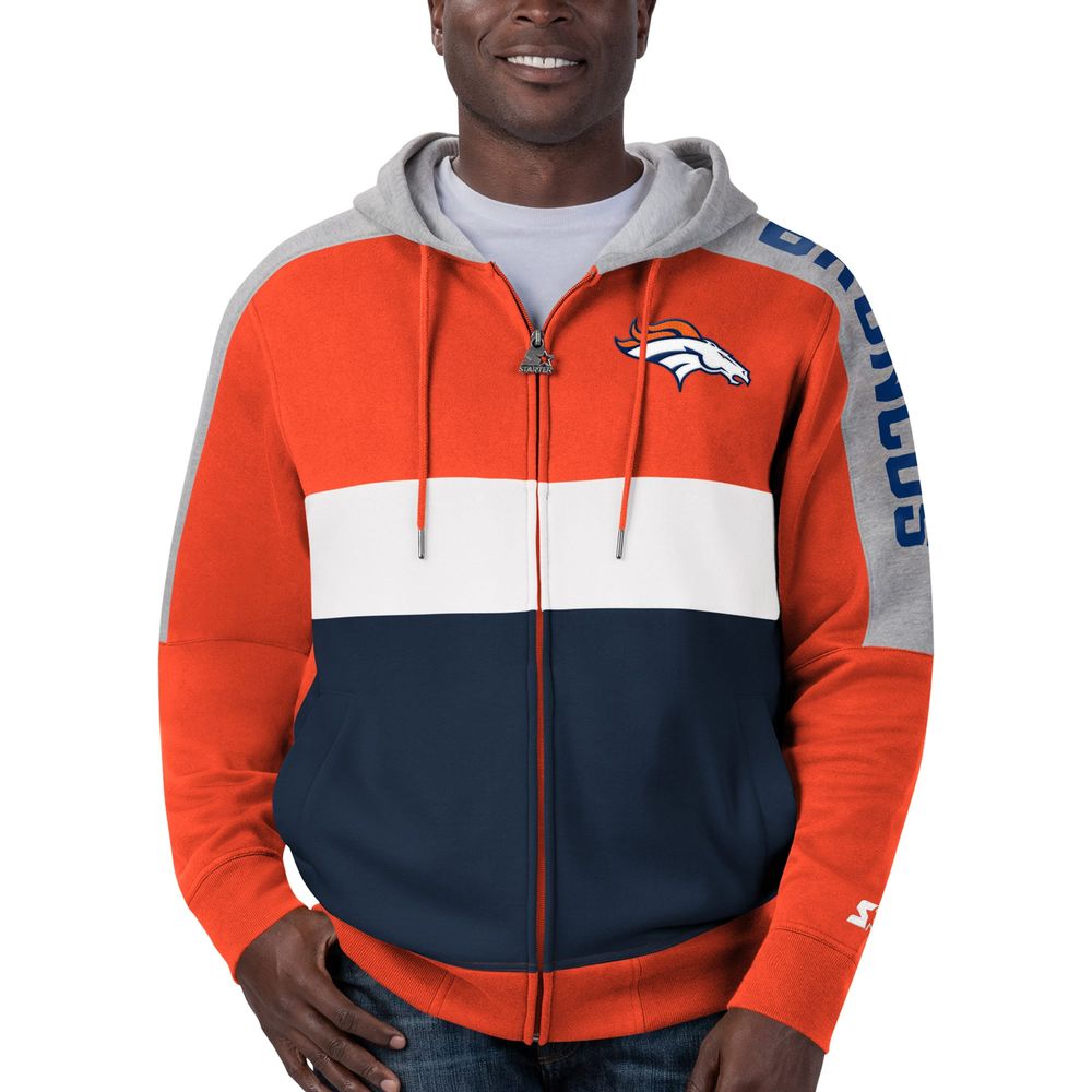 : Starter Men's Orange Denver Broncos Extreme Full-Zip Hoodie  Jacket : Sports & Outdoors