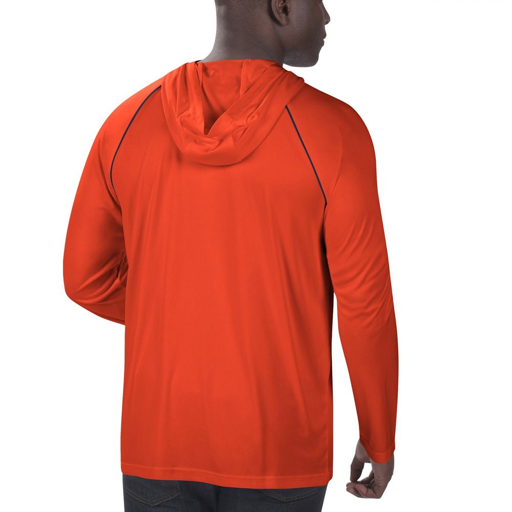 Men's Starter Orange Denver Broncos Raglan Long Sleeve Hoodie T-Shirt