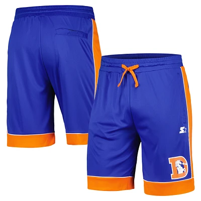 Short préféré des fans vintage Denver Broncos Starter Royal/Orange pour hommes