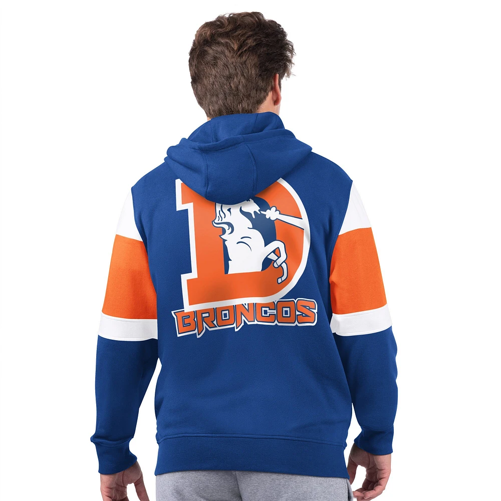 Men's Starter Royal Denver Broncos Extreme Vintage Logo Full-Zip Hoodie