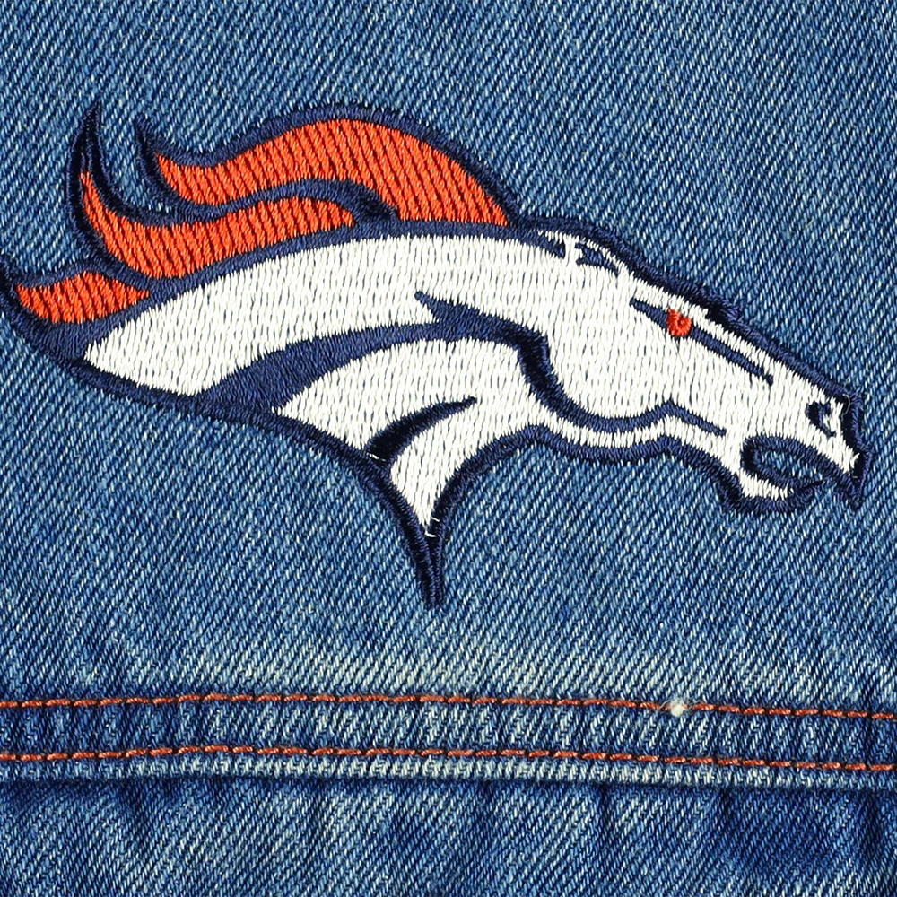 Veste en jean à capuche et boutons complets pour hommes The Wild Collective Denim Denver Broncos