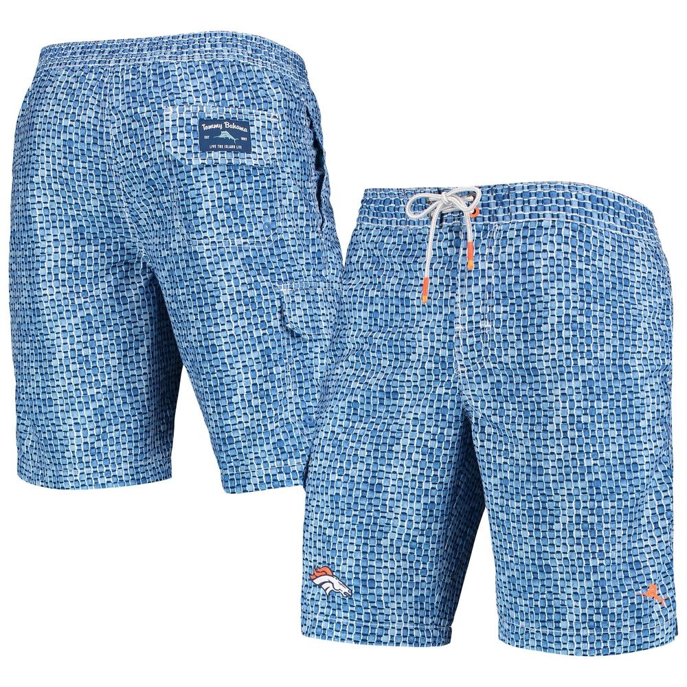 Men's Tommy Bahama Blue Denver Broncos Baja Geo Wave Swim Shorts