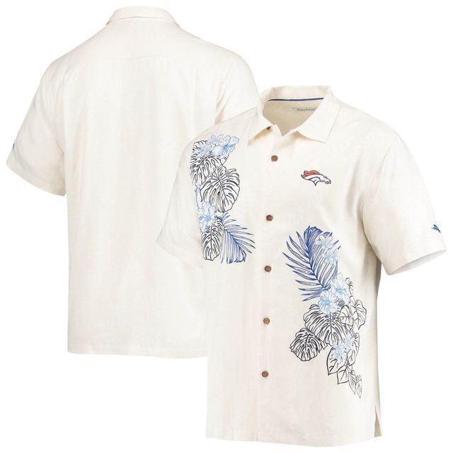 Chemise de camp boutonnée Tommy Bahama Denver Broncos La Playa Luau pour homme, bleu marine