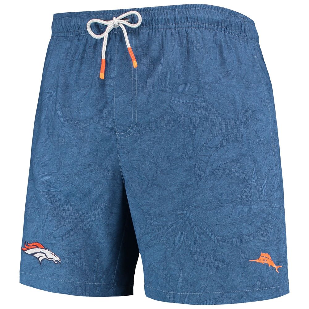 Men's Tommy Bahama Navy Denver Broncos Naples Layered Leaves Swim Trunks