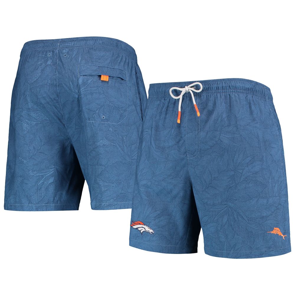 Men's Tommy Bahama Navy Denver Broncos Naples Layered Leaves Swim Trunks