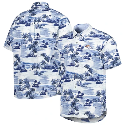 Chemise boutonnée Tommy Bahama Denver Broncos Sport Tropical Horizons pour homme, bleu marine