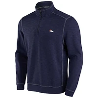 Sweat-shirt à demi-zip bleu marine Tommy Bahama Denver Broncos Tobago Bay Tri-Blend pour homme