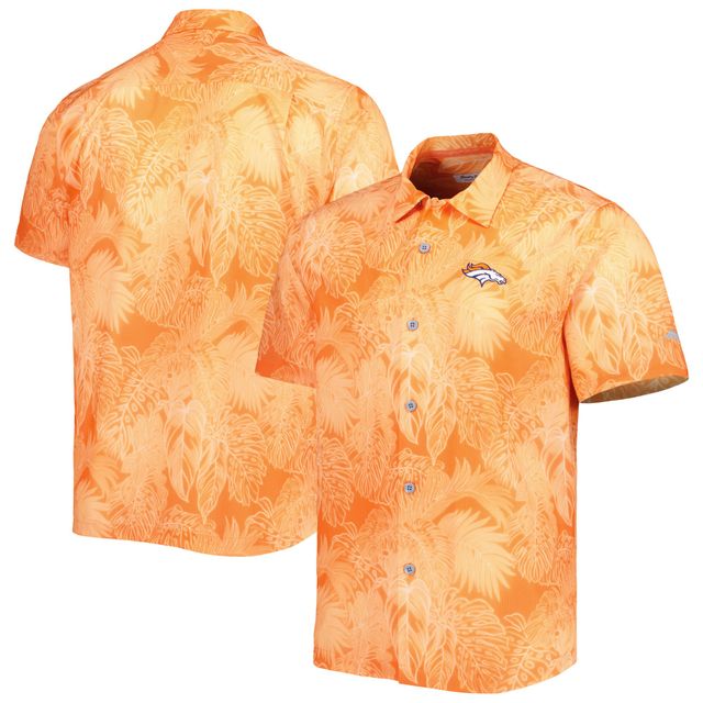 Chemise boutonnée Tommy Bahama Denver Broncos Coast Luminescent Fronds Camp IslandZone orange pour homme