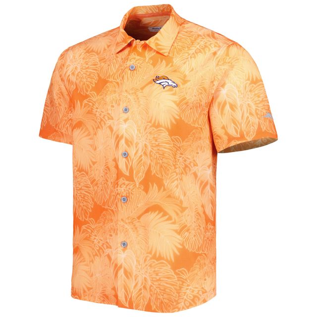 Chemise boutonnée Tommy Bahama Denver Broncos Coast Luminescent Fronds Camp IslandZone orange pour homme