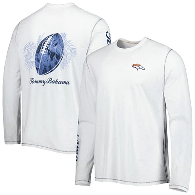 T-shirt à manches longues Tommy Bahama Denver Broncos pour homme avec lacets Billboard blanc