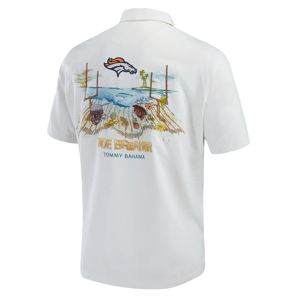 Men's Tommy Bahama  White Denver Broncos Tide Breaker IslandZone Camp Button-Up Shirt