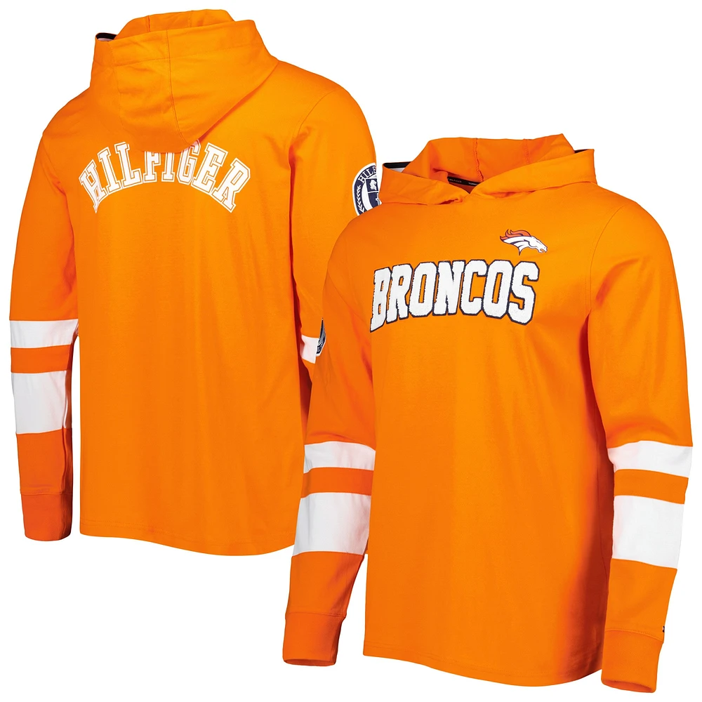 Men's Tommy Hilfiger Orange/White Denver Broncos Alex Long Sleeve Hoodie T-Shirt