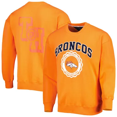 Men's Antigua Heathered Gray Denver Broncos Team Reward Crossover Neckline Pullover Sweatshirt Size: Large