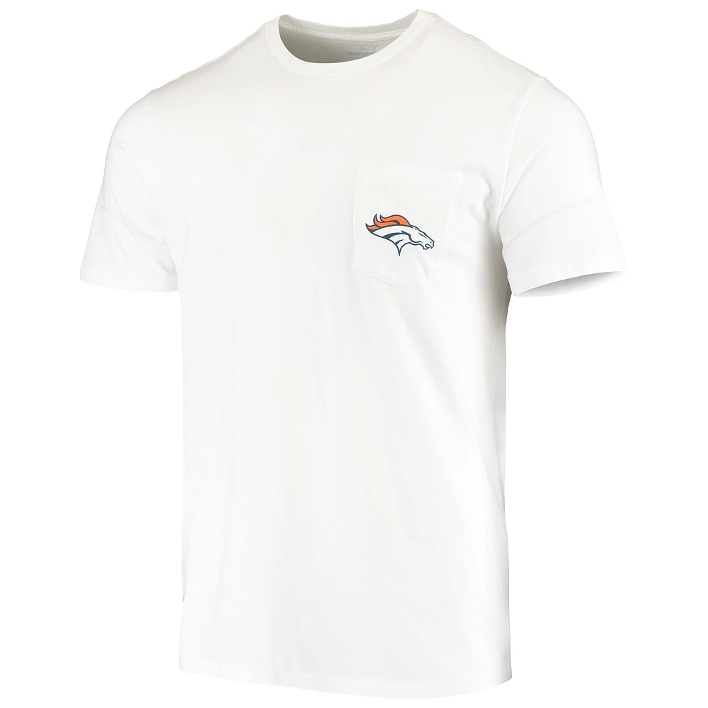 Men's Vineyard Vines White Denver Broncos Team Whale Helmet T-Shirt